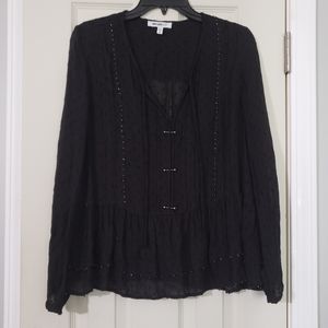 William Rast Eyelet Beaded Womens Blouse Size Large